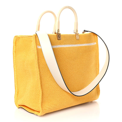 Fendi Crochet Vitello King Logo Plexiglass Medium Fendi Sunshine Shopper Tote Mimosa Panna 3 of 10