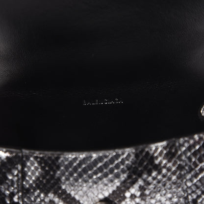Balenciaga Shiny Calfskin Snakeskin Embossed Hourglass Top Handle Bag XS Silver Black 7 of 9