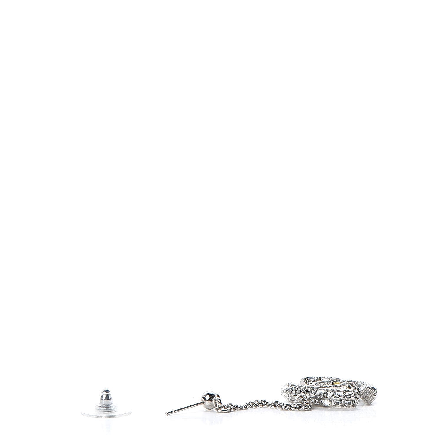 Chanel Baguette Crystal CC Drop Earrings Silver 3 of 4