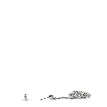 Chanel Baguette Crystal CC Drop Earrings Silver 3 of 4