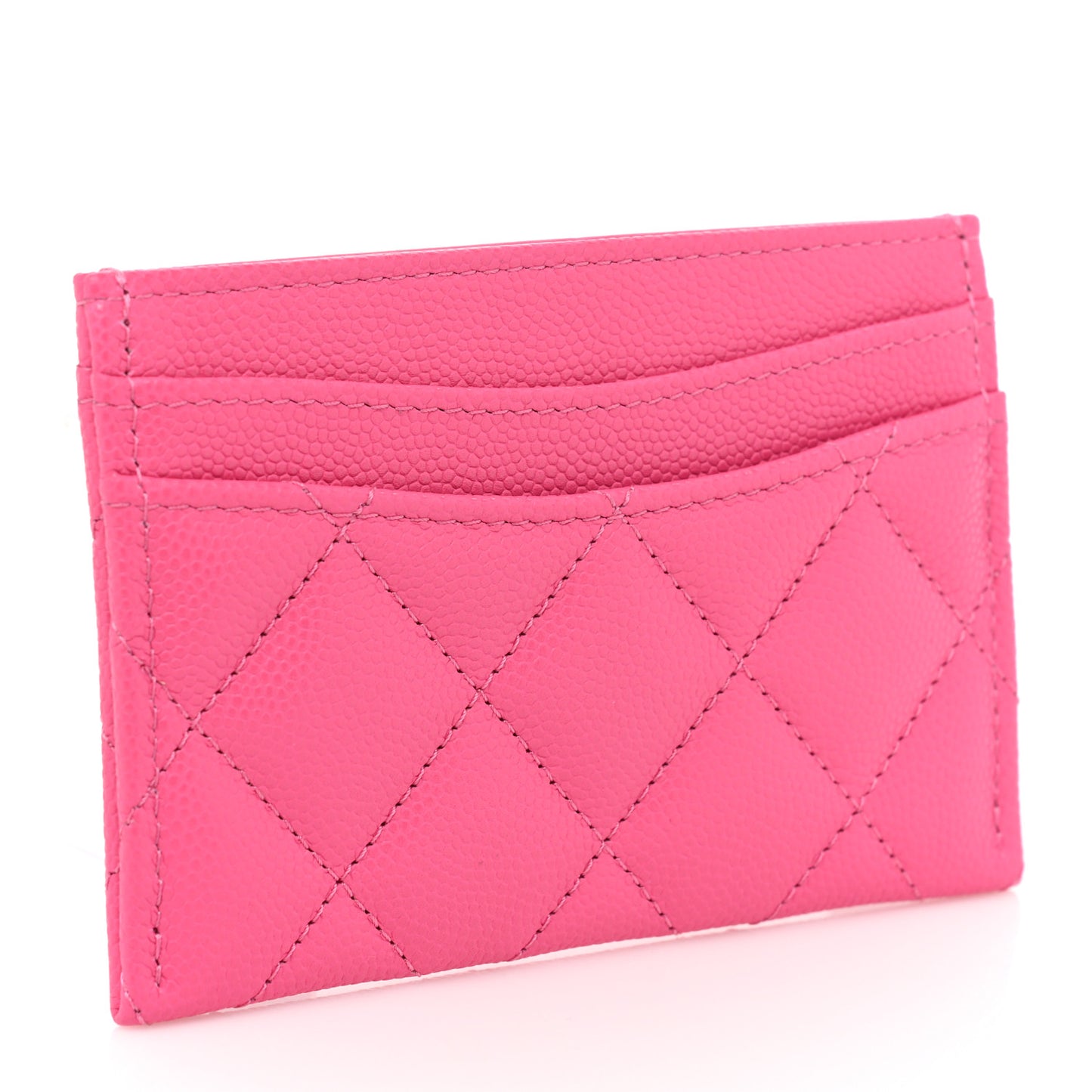 Caviar Quilted Card Holder Pink