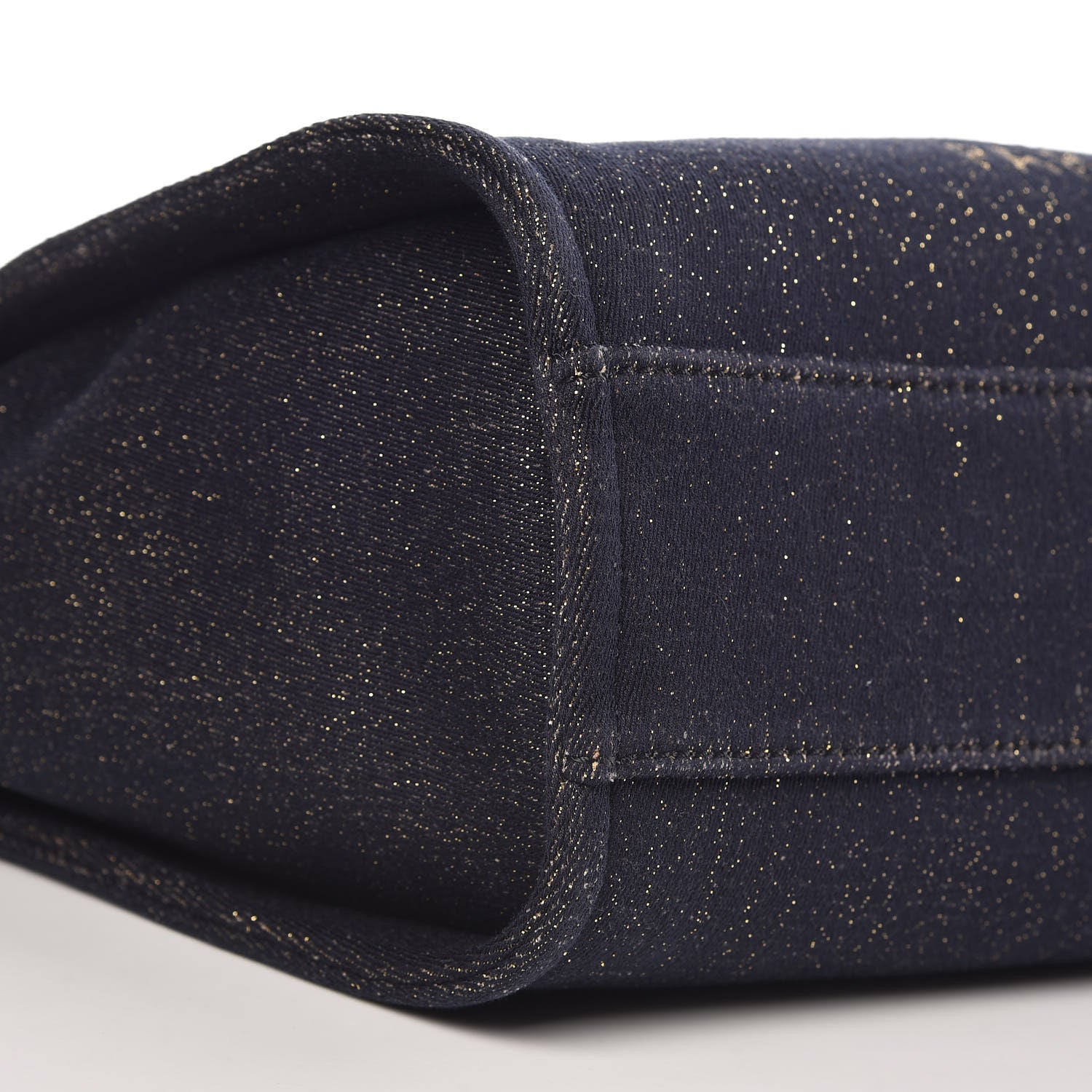 Chanel Lurex Canvas Small Deauville Tote Navy Blue Gold 5 of 10
