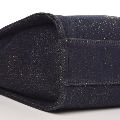 Chanel Lurex Canvas Small Deauville Tote Navy Blue Gold 5 of 10
