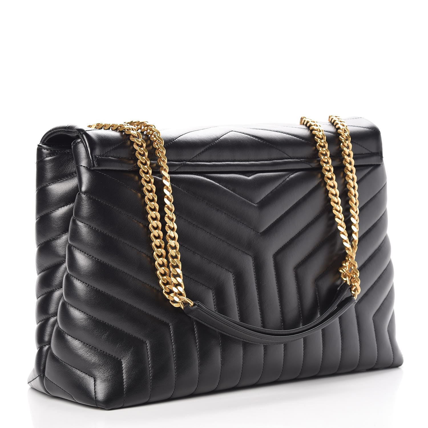 Saint Laurent Calfskin Y Quilted Monogram Large Loulou Chain Satchel Black 4 of 11