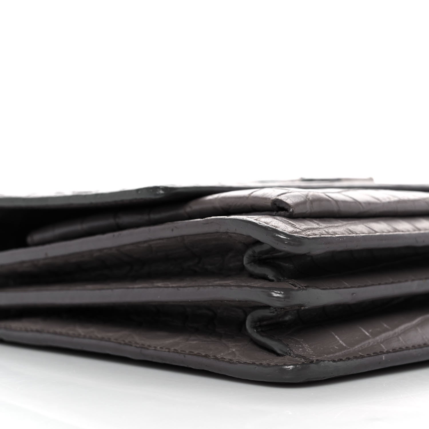 Saint Laurent Calfskin Crocodile Embossed Medium Monogram Sunset Fog 7 of 9