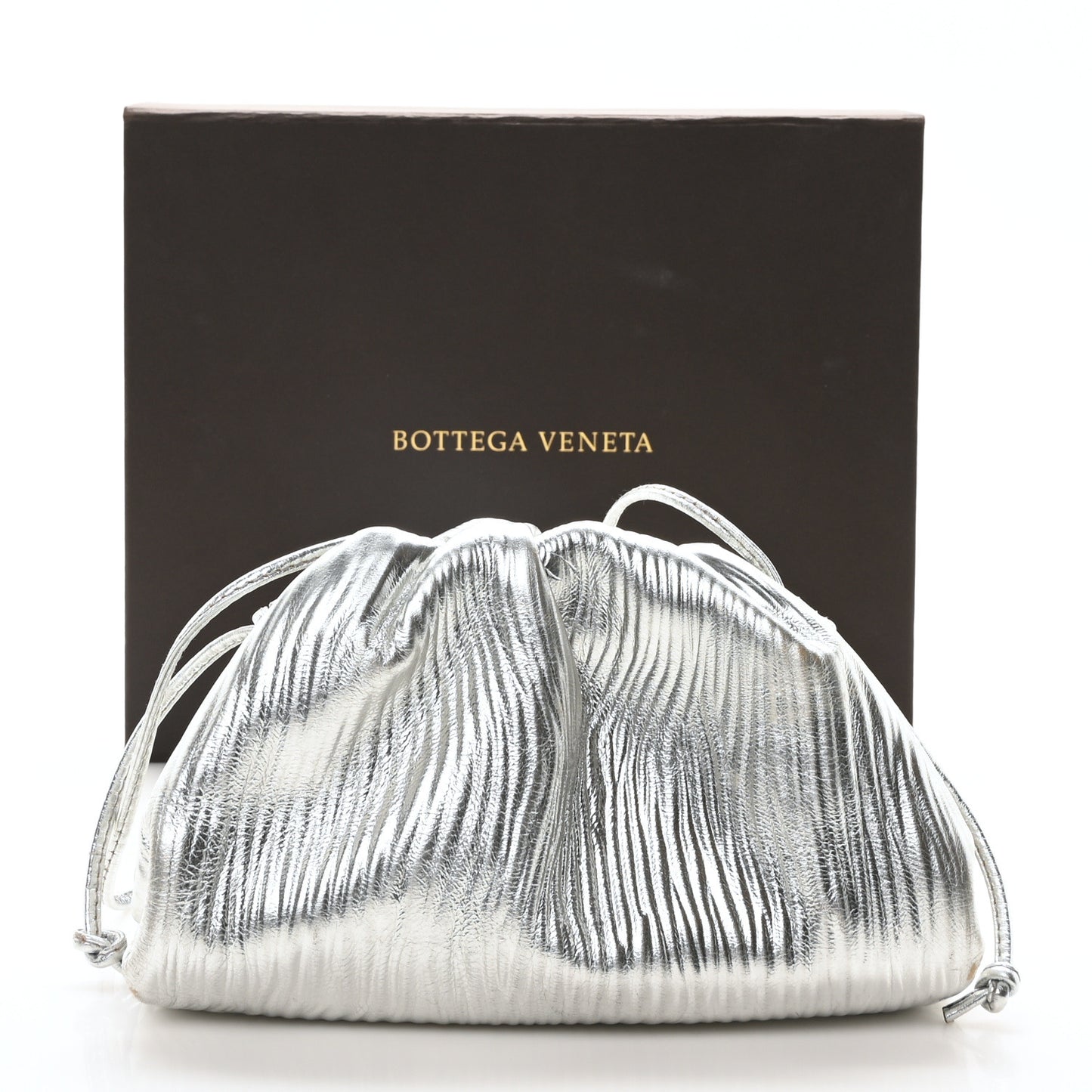 Metallic Bark Calfskin The Mini Pouch Silver