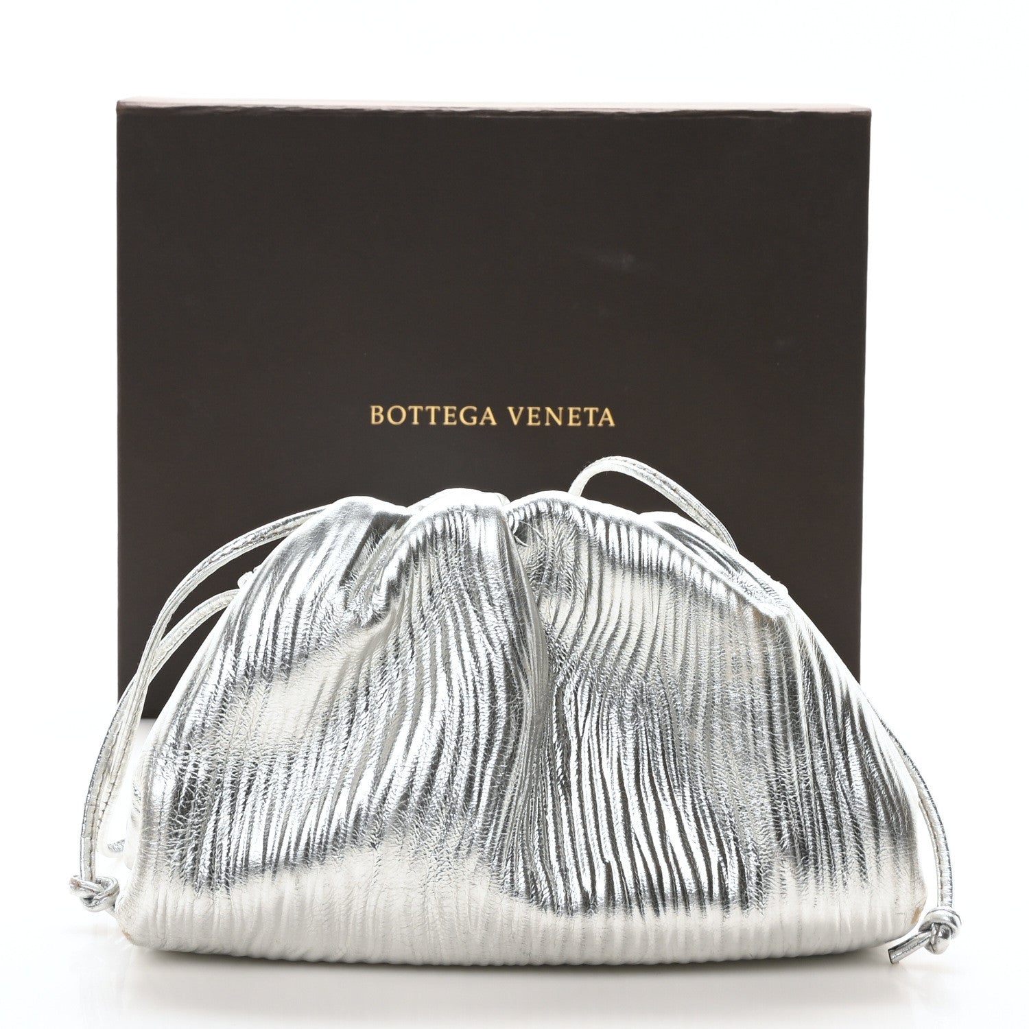 Bottega Veneta Metallic Bark Calfskin The Mini Pouch Silver 11 of 11