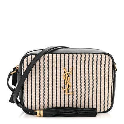 Saint Laurent Canvas Calfskin Monogram Lou Camera Bag Black Grey Cream 1 of 11