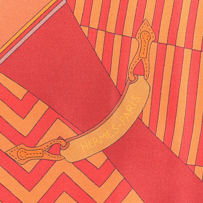 Hermes Silk Bouquets Selliers Maxi Twilly Orange Rouge Vieil Or 4 of 5