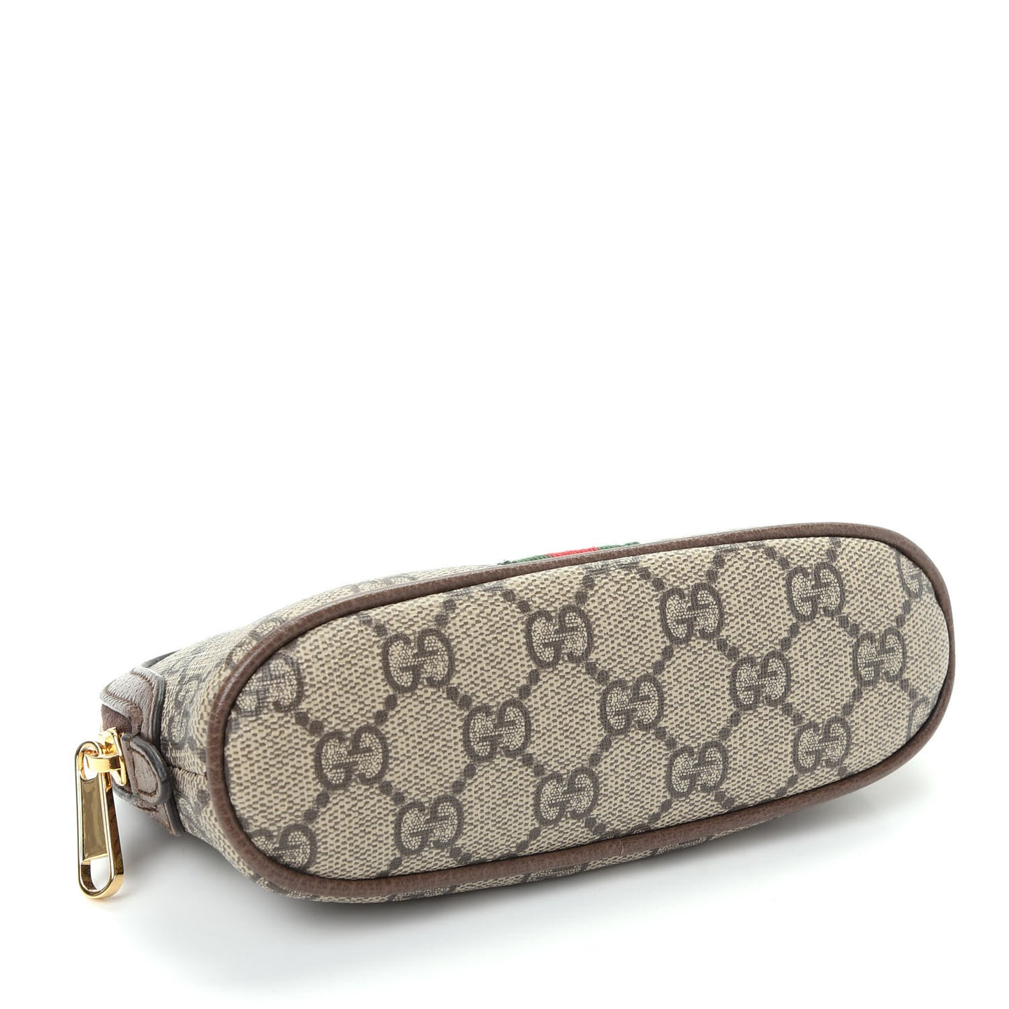 GG Supreme Monogram Textured Calfskin Web Medium Ophidia Cosmetic Case Beige Ebony New Acero