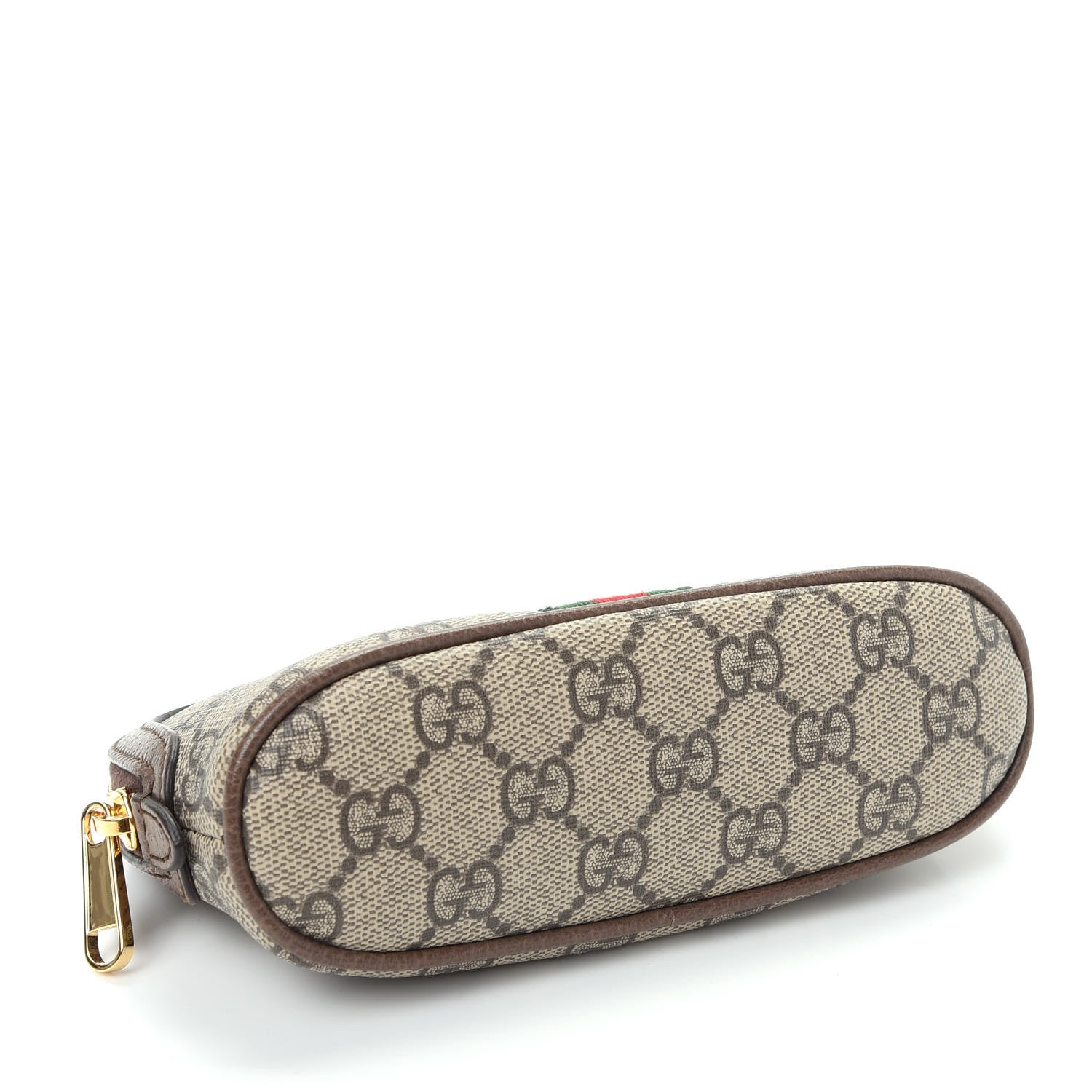 Gucci GG Supreme Monogram Textured Calfskin Web Medium Ophidia Cosmetic Case Beige Ebony New Acero 4 of 7