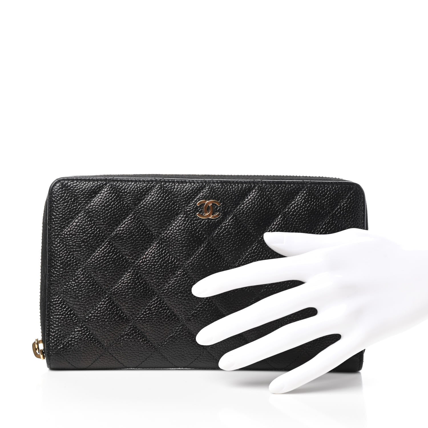 Chanel Caviar Quilted Large Zip Around Organizer Wallet Black 3 of 16