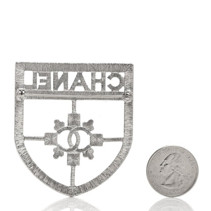 Chanel Swarovski Baguette Crystal CC Shield Brooch 2 of 4