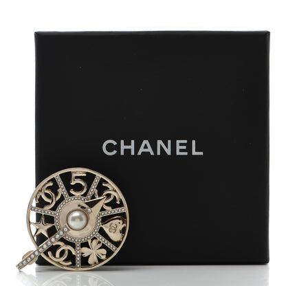 Chanel Crystal Pearl CC Charms Brooch Pearly White Gold 5 of 5