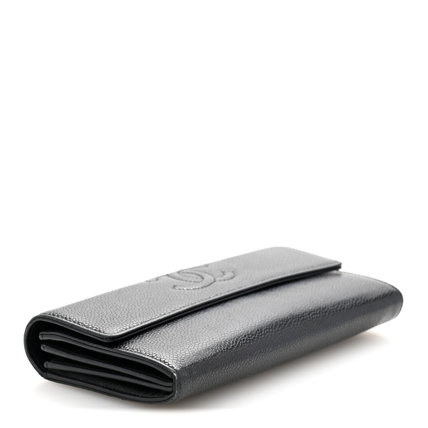 Caviar Timeless CC Large Gusset Flap Wallet Black