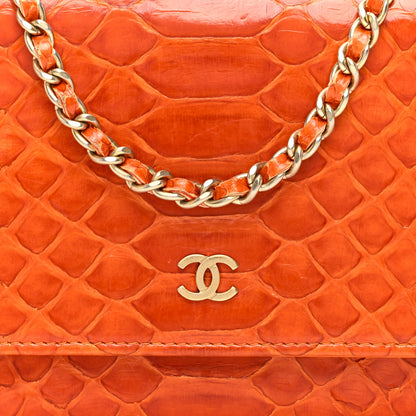 Chanel Snakeskin Wallet On Chain WOC Orange 9 of 11