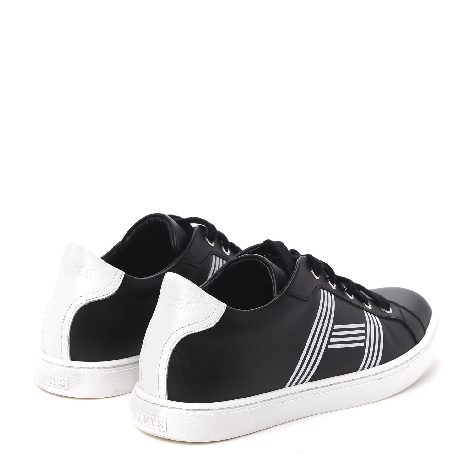 Hermes Calfskin Womens Advantage Sneakers 36 Black White 4 of 11