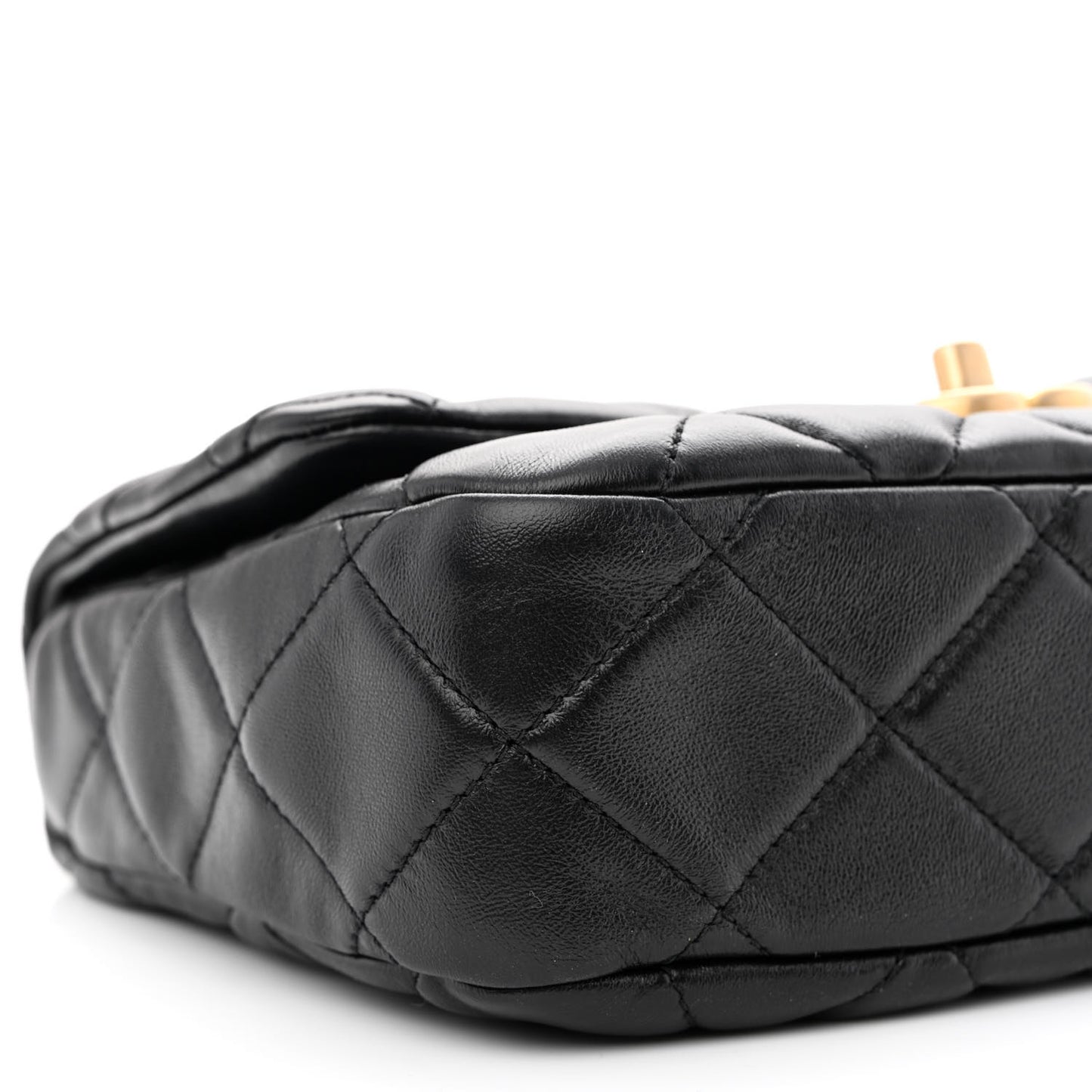 Lambskin Quilted Small Lacquered Chain Flap Black