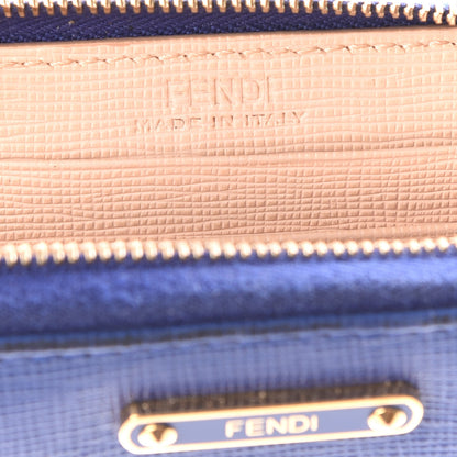 Fendi Vitello Elite Bi-Color Mini Zip Around Wallet Blue Neon Plaster 10 of 13