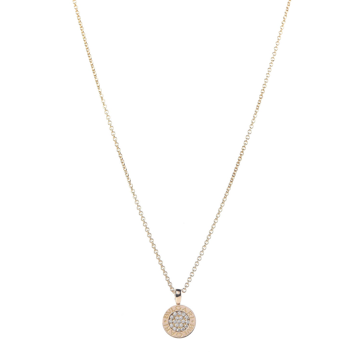 Bulgari 18K Yellow Gold Diamond BVLGARI BVLGARI Pave Pendant Necklace 1 of 10