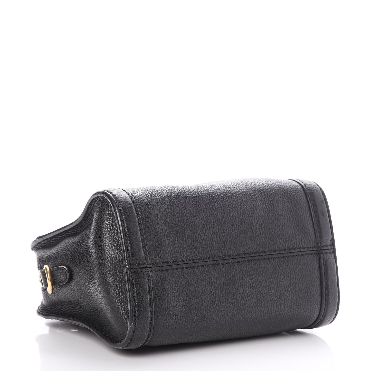 Pebbled Calfskin Mini Padlock Tote Black