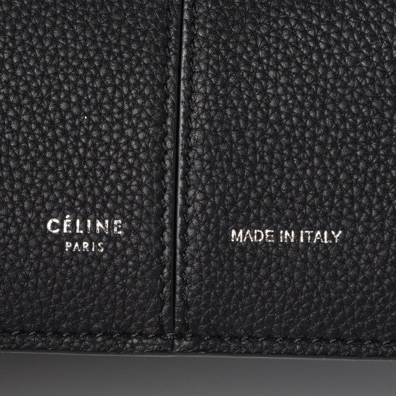 Baby Grained Calfskin Medium Tri-Fold Bag Black