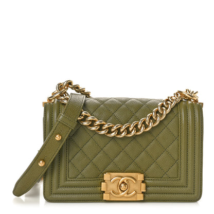 Chanel Caviar Quilted Small Boy Flap Green 1 of 10