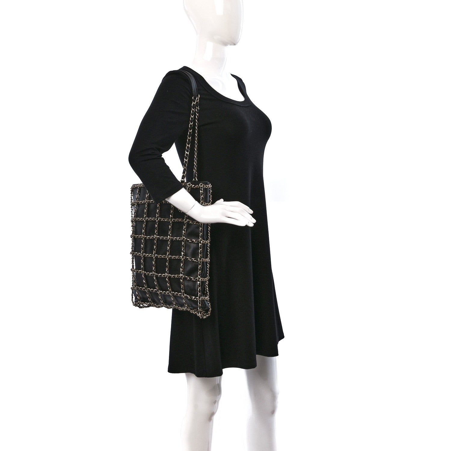 Chanel Lambskin Large Shopping Chain Tote Black 2 of 9