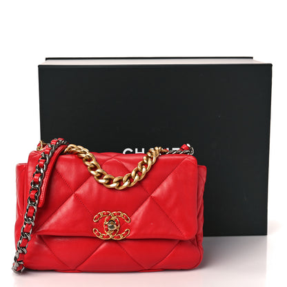 Chanel Goatskin Quilted Medium Chanel 19 Flap Red 10 of 10