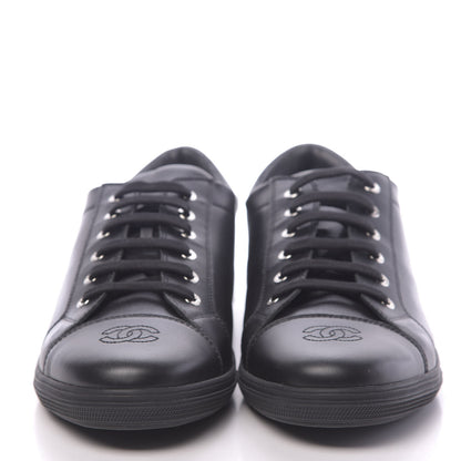Chanel Calfskin Mens CC Cap Toe Sneakers 42 Black 2 of 7