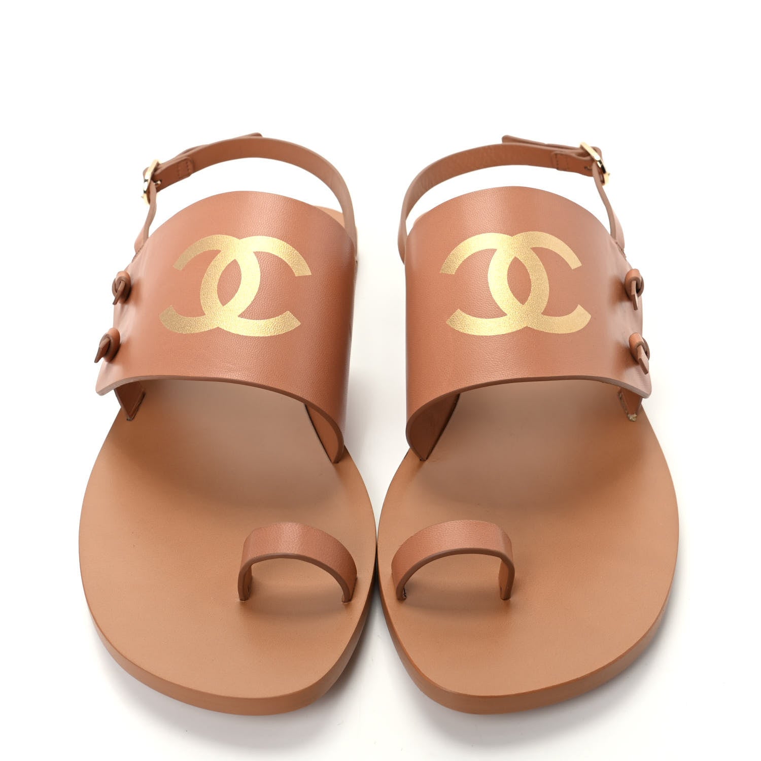 Chanel Goatskin CC Sandals 39 Brown 5 of 11