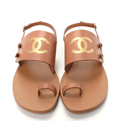 Chanel Goatskin CC Sandals 39 Brown 5 of 11