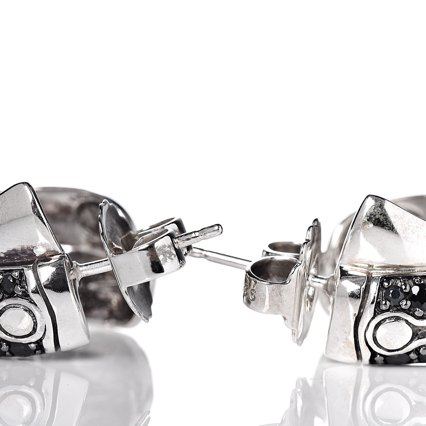 Sterling Silver Black Sapphire Crossover Hoop Earrings