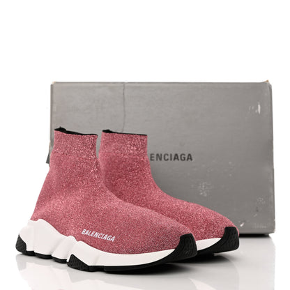 Balenciaga Laminated Knit Bi-Color Sole Womens Speed Sneakers 39 Pink White Black 9 of 9