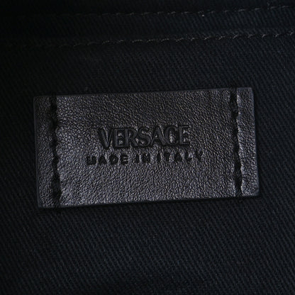 Versace Coated Canvas Calfskin Mini La Greca Signature Shoulder Bag Black Khaki 5 of 6