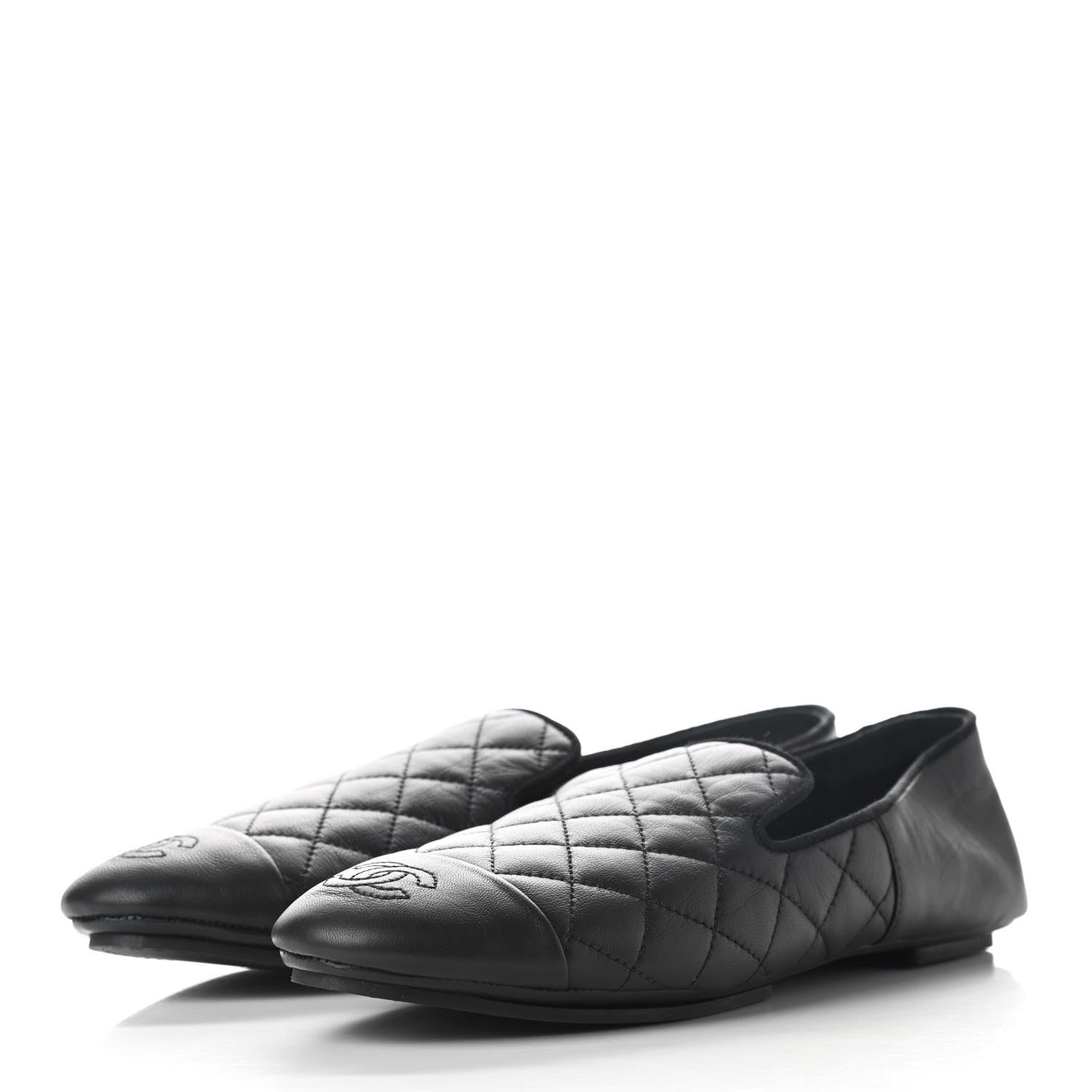 Chanel Lambskin Quilted Cap Toe Slipper With Pouch 37 Black 3 of 9
