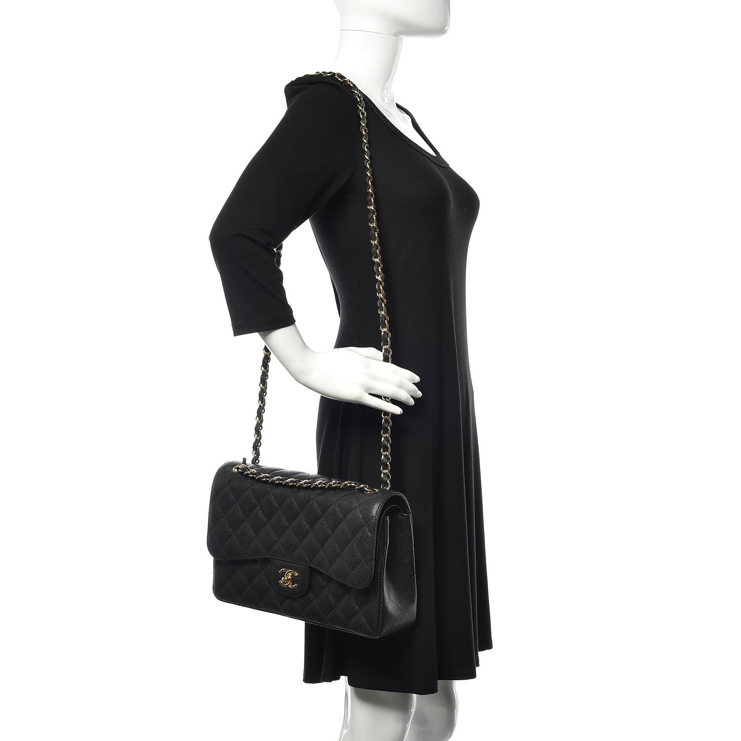Chanel Caviar Quilted Jumbo Double Flap Black 2 of 11