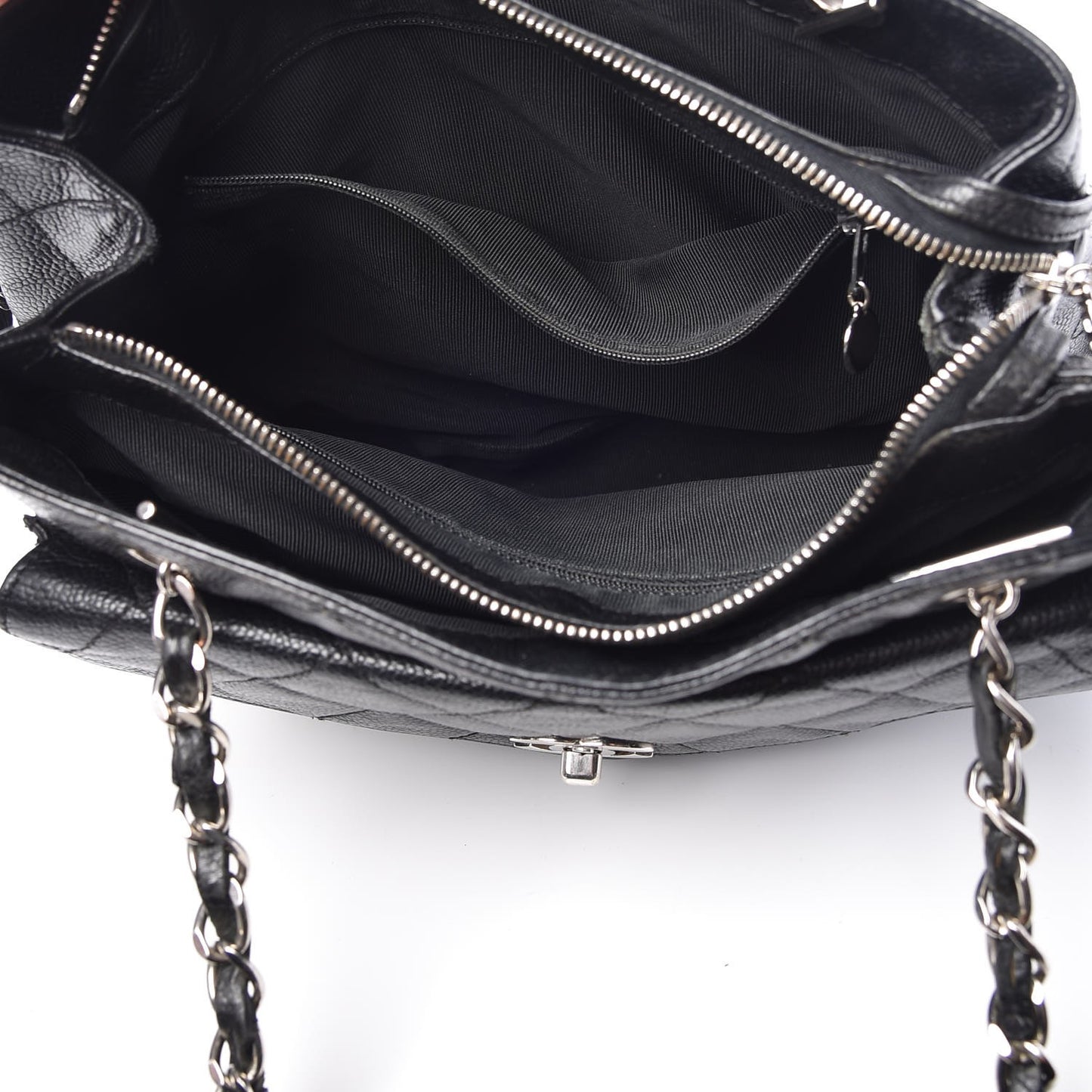 Caviar Quilted Flap Shoulder Bag Black