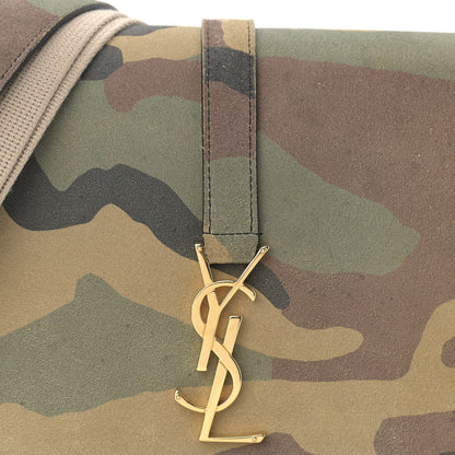 Saint Laurent Suede Monogram University Camouflage Shoulder Bag Green 8 of 11