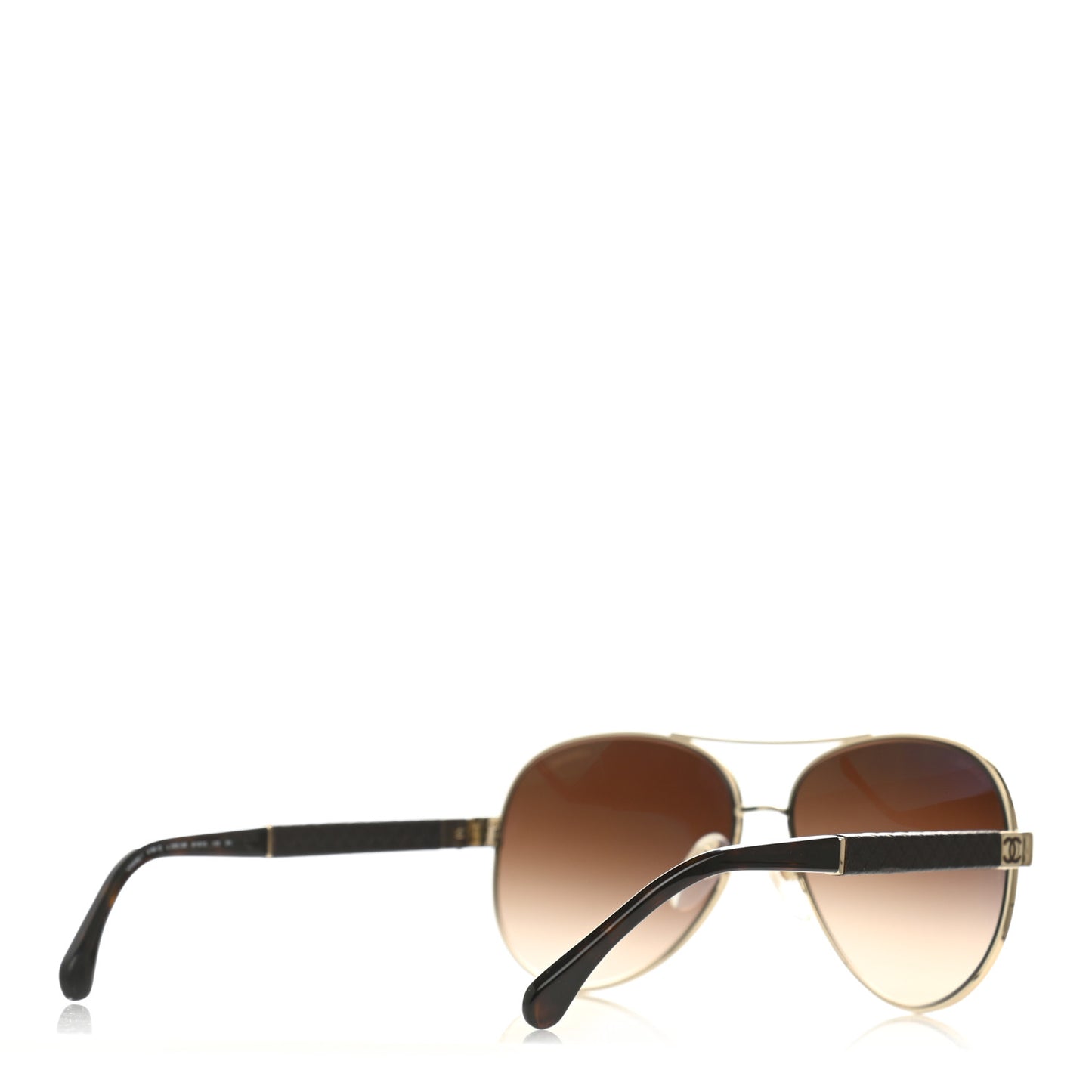 Lambskin Quilted CC Aviator Sunglasses 4195-Q Brown Gold