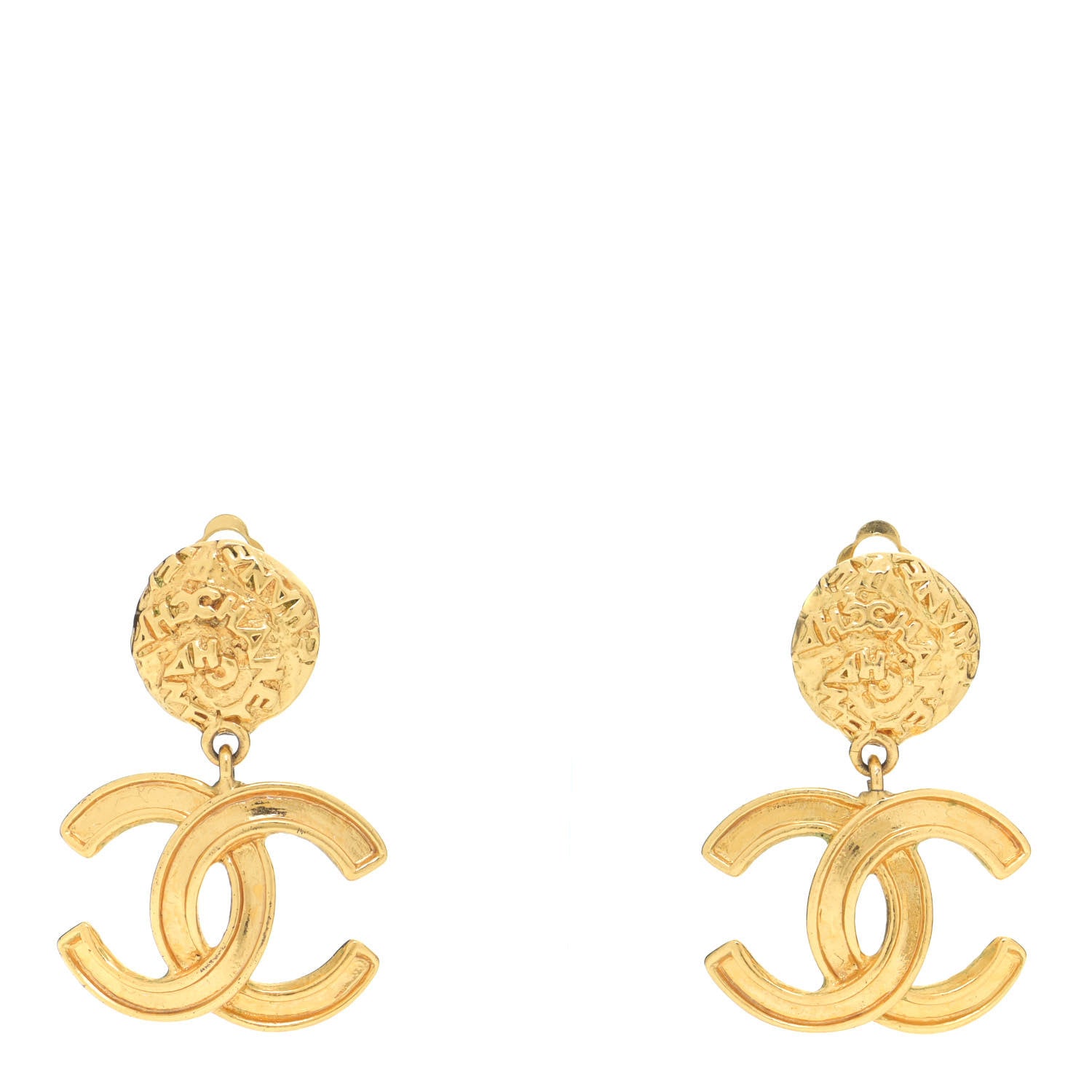 Chanel CC Drop Clip On Earrings Gold 1 of 5