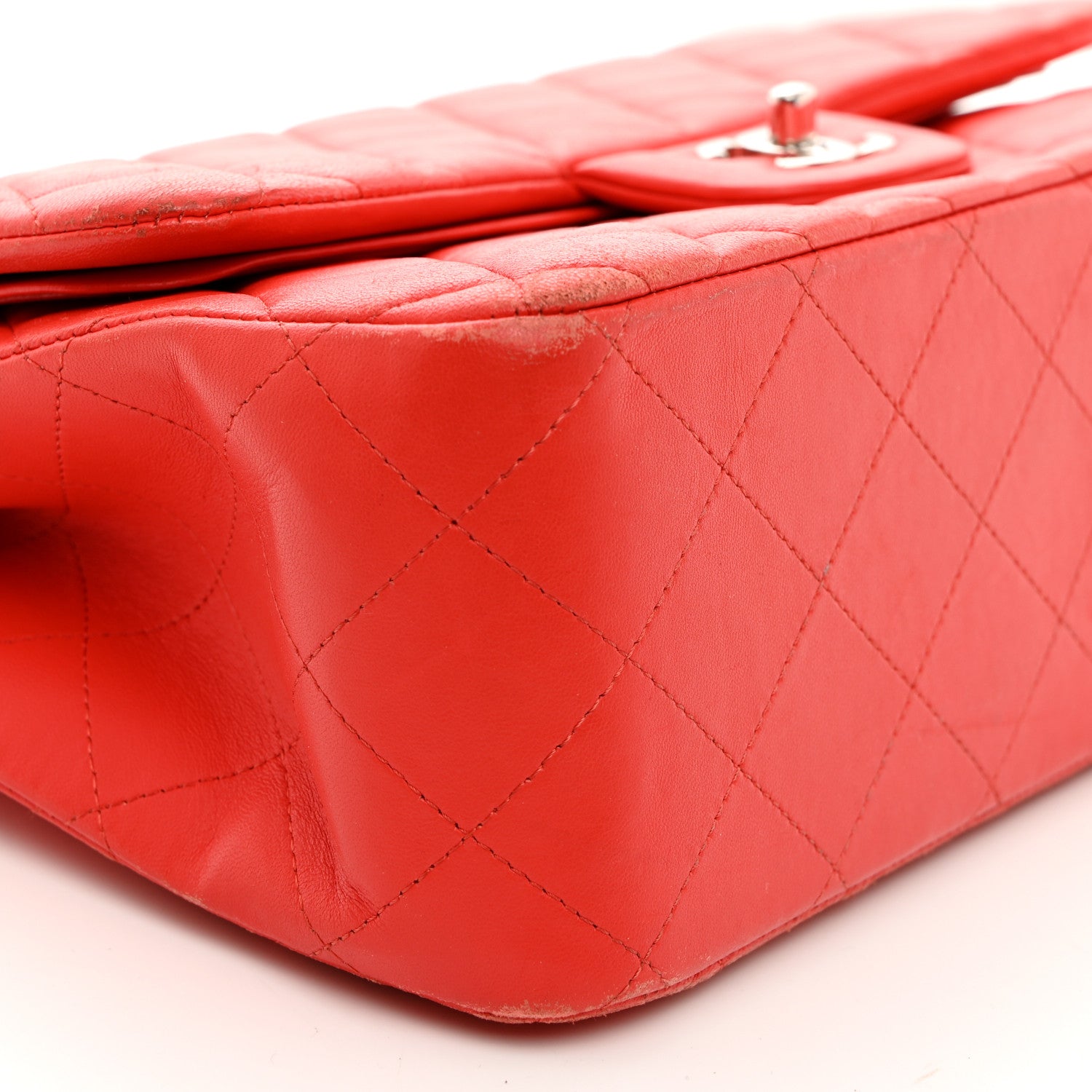 Chanel Lambskin Quilted Jumbo Double Flap Red 8 of 18