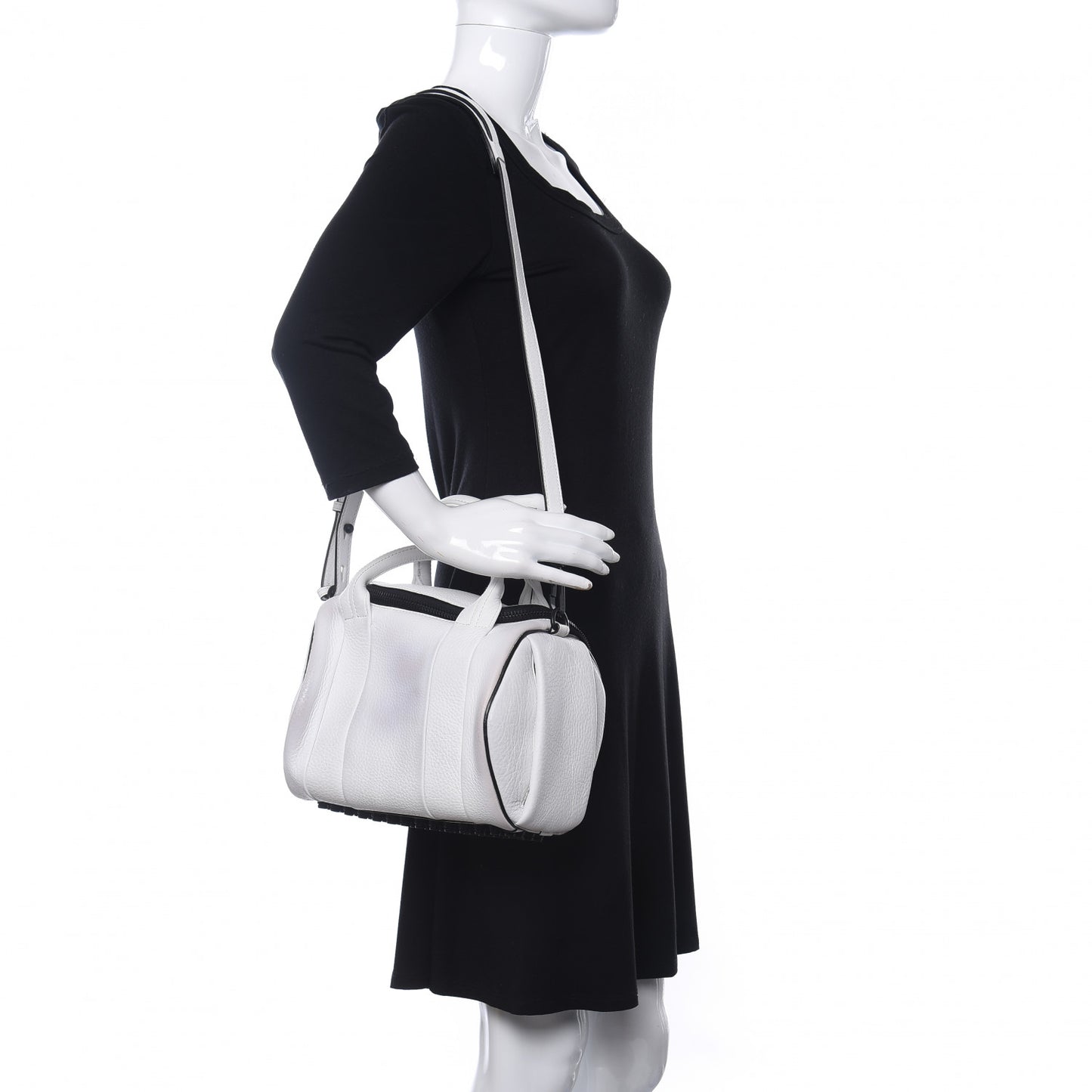 Pebbled Calfskin Rockie White Matte Black Hardware