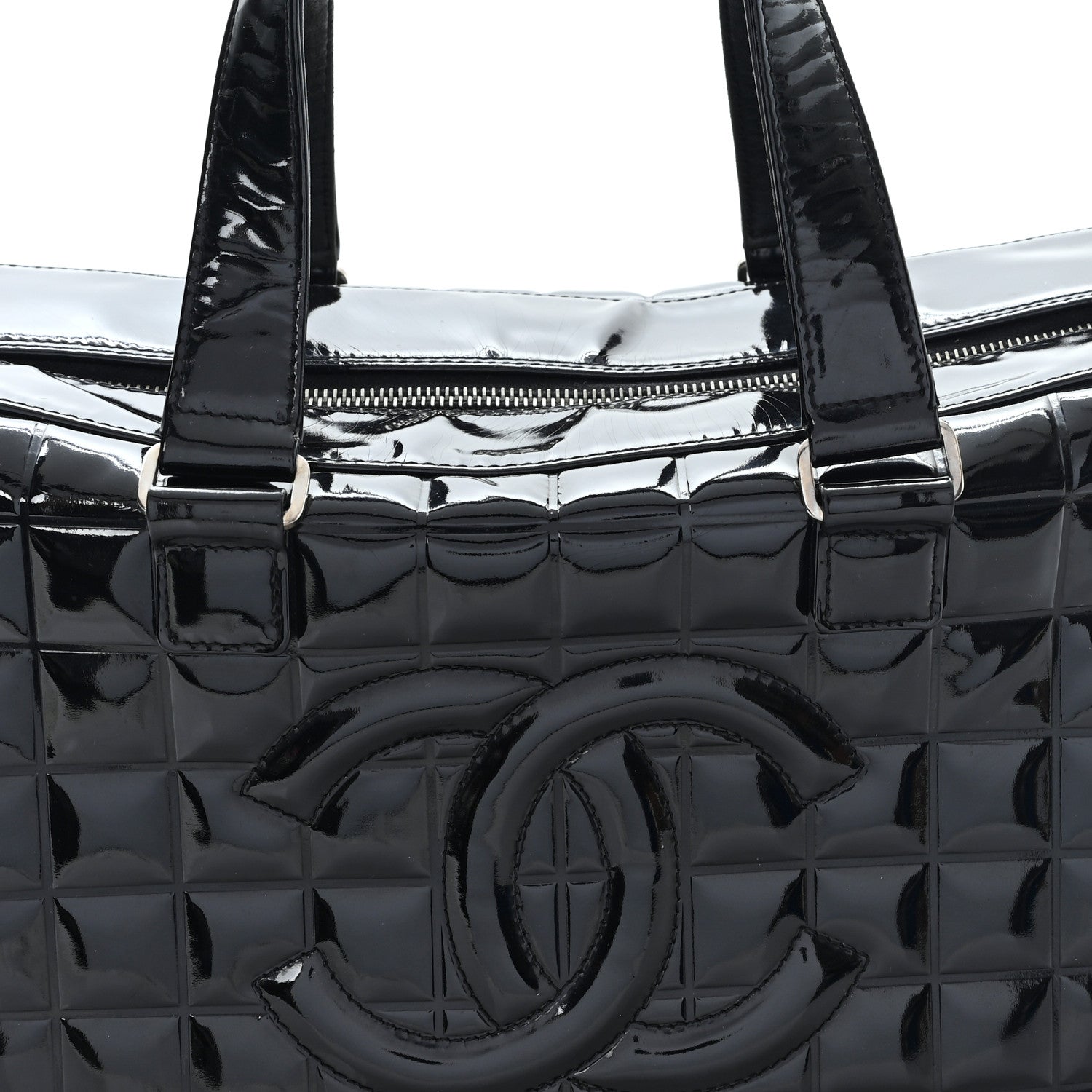 Chanel Patent Quilted Chocolate Bar Bowler Black 8 of 12