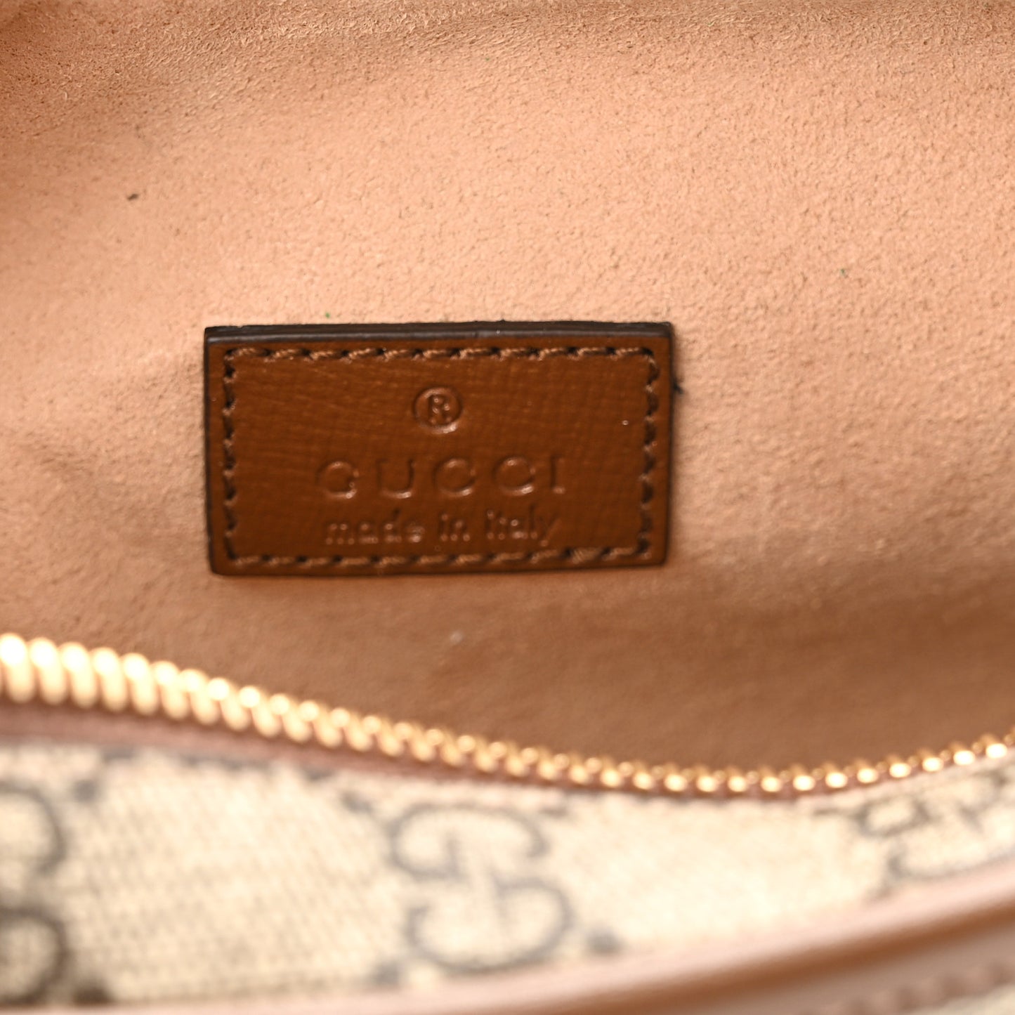 GG Supreme Monogram Azalea Calfskin Mini Retro Interlocking G Shoulder Bag Beige Ebony Brown Sugar