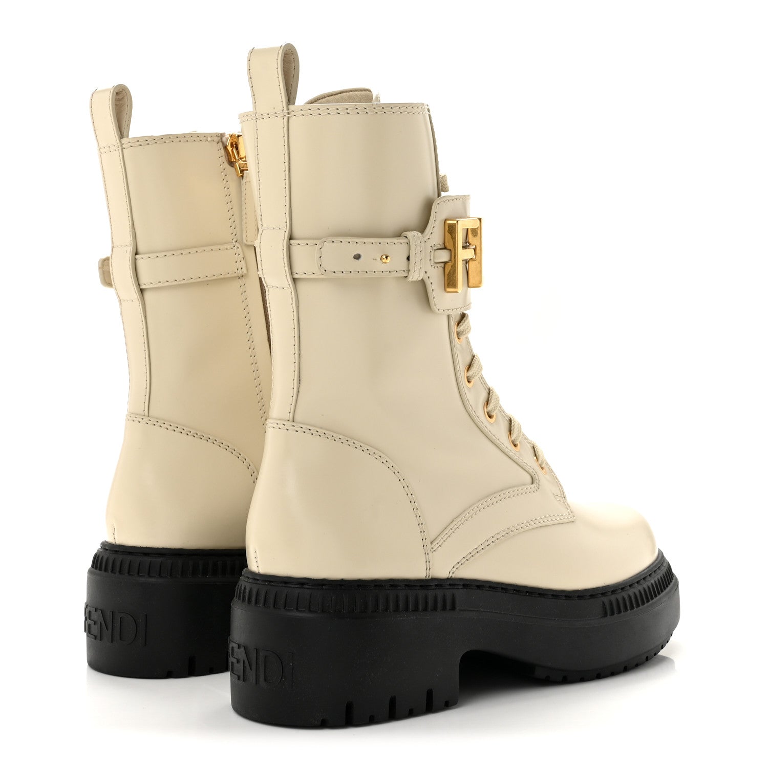 Fendi Vitello Abrasivato Fendigraphy 50mm Biker Boots 36 White 5 of 11