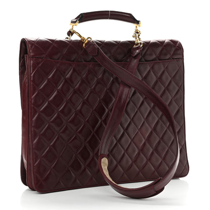 Chanel Lambskin Quilted Briefcase Laptop Bag Burgundy 3 of 15