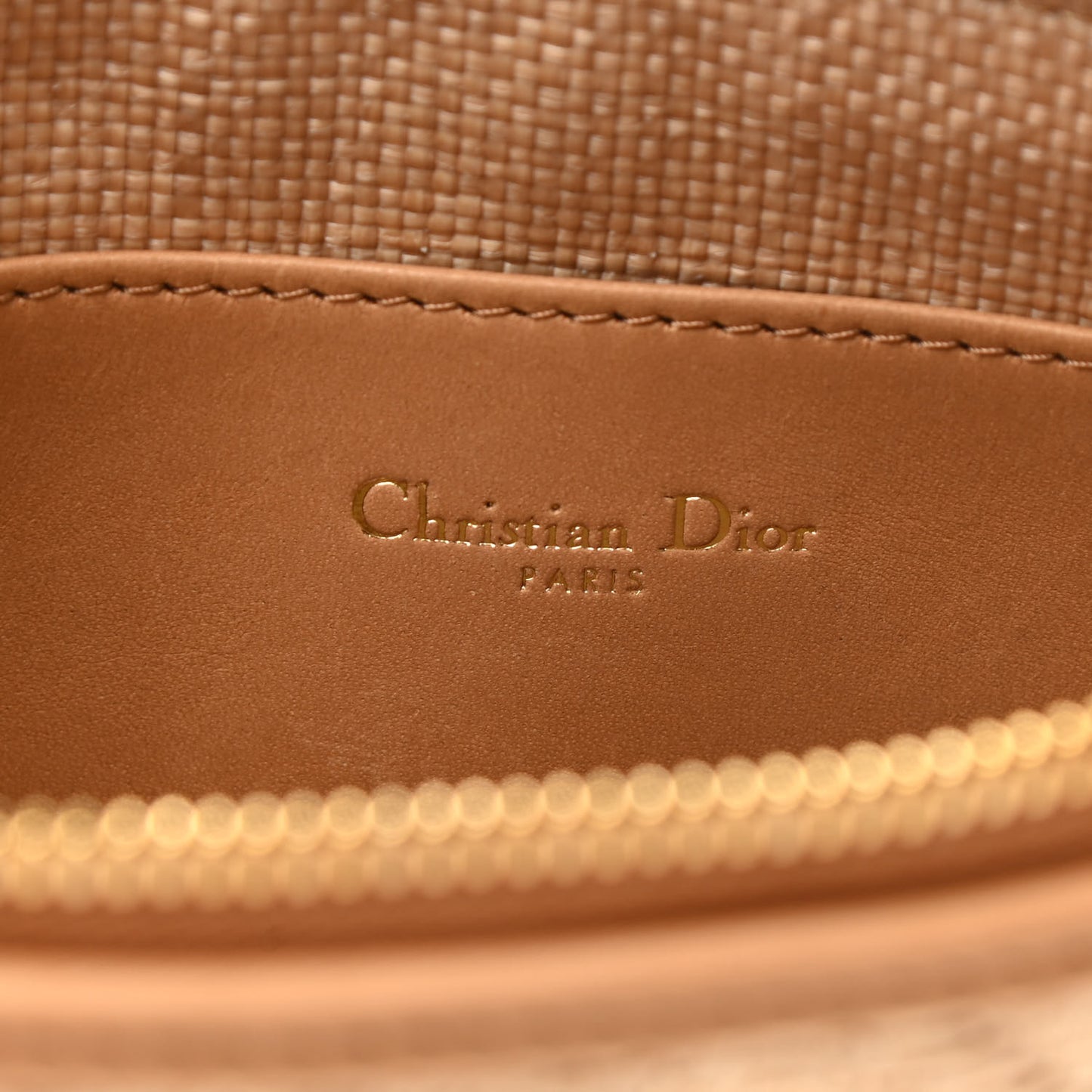 Raffia Cannage Medium Caro Daily Zipped Pouch Natural