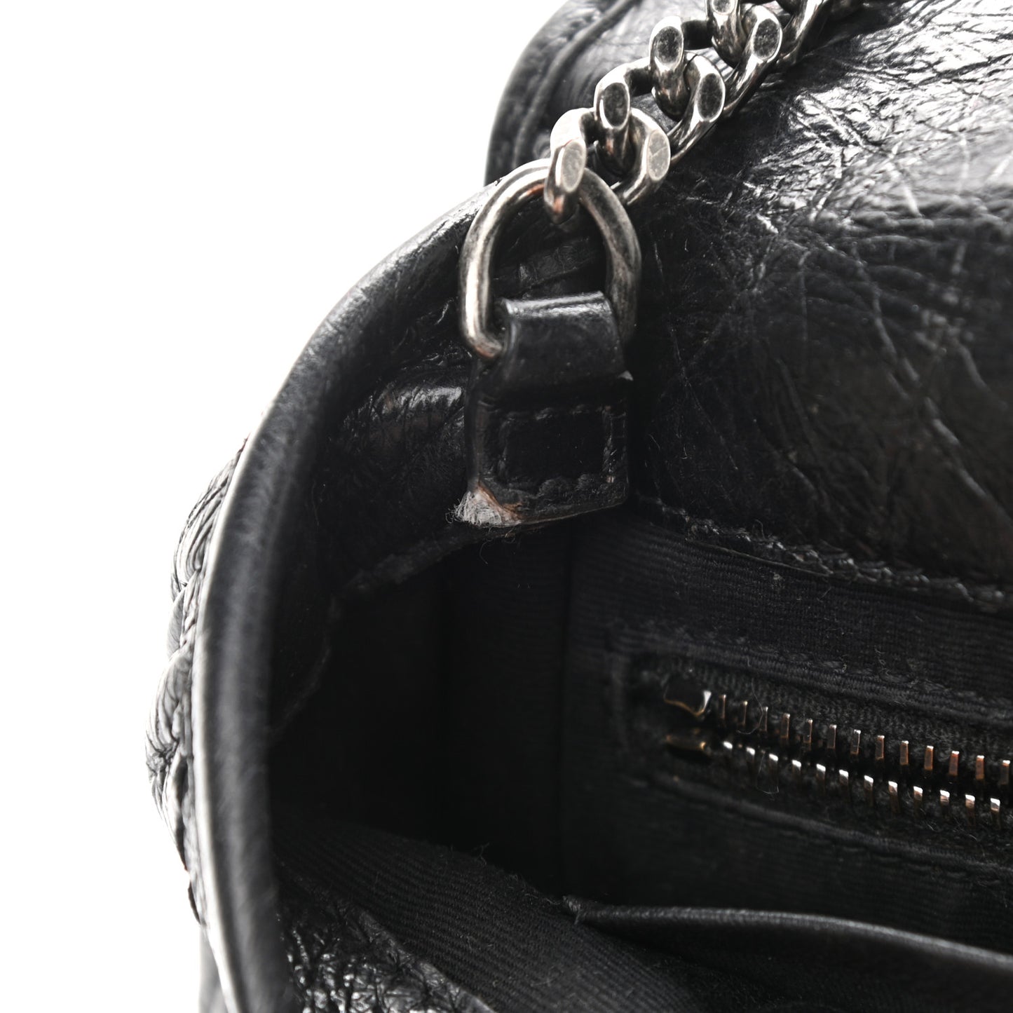 Crinkled Calfskin Matelasse Monogram Niki Chain Wallet Black