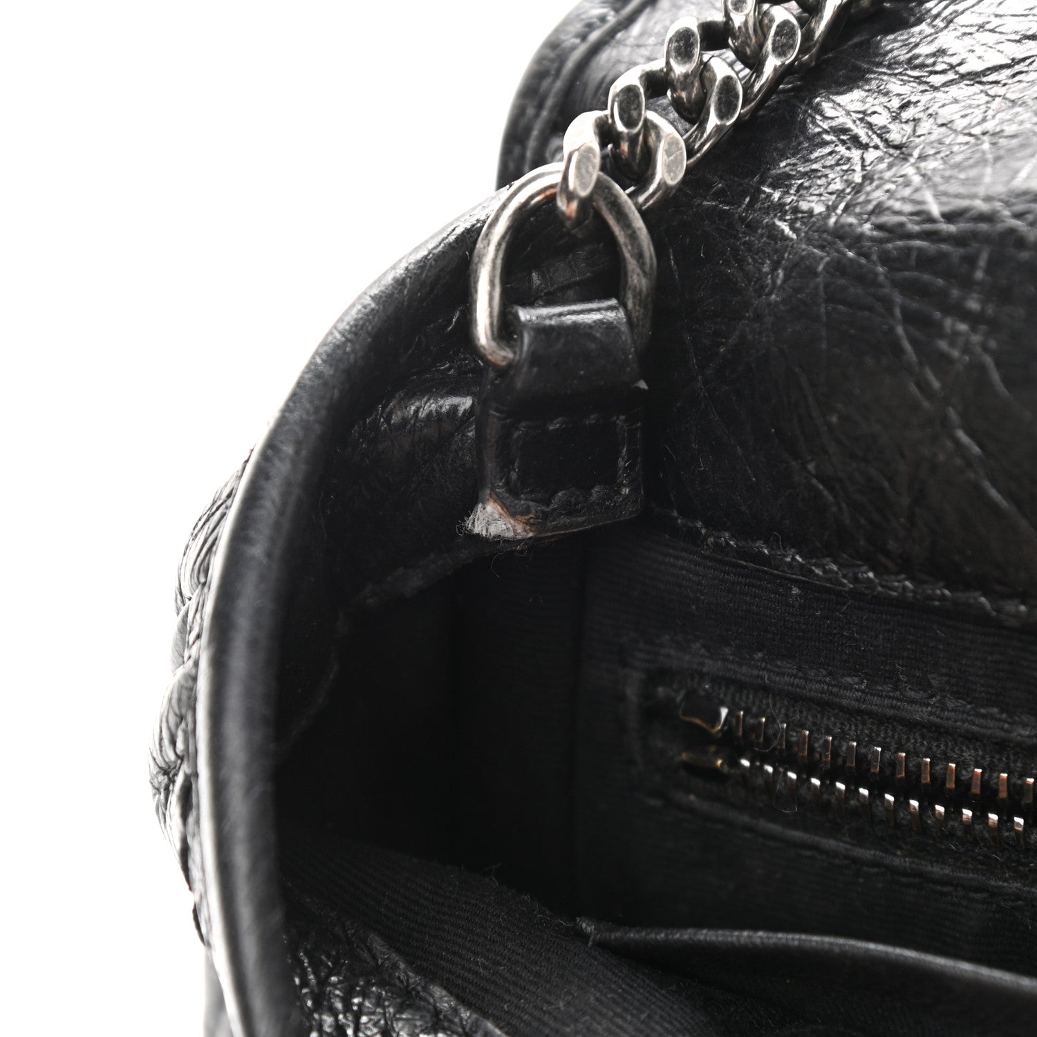 Saint Laurent Crinkled Calfskin Matelasse Monogram Niki Chain Wallet Black 9 of 12